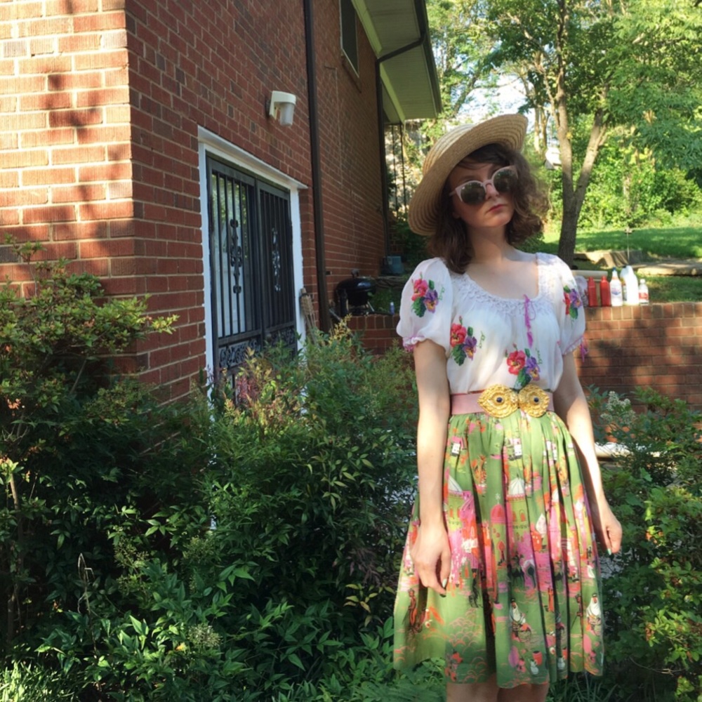 50s millworth casbah novelty print rare skirt